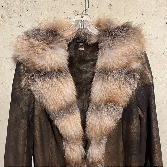 Pellessimo Paris Fur Coat Rabbit Fox Full Length Fully Lined Metallic Women’s S - Picture 2 of 15
